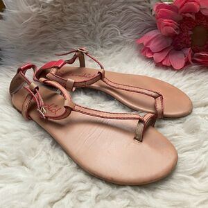 Splendid Toe Loop Sandals Flat Tan & Red 8.5